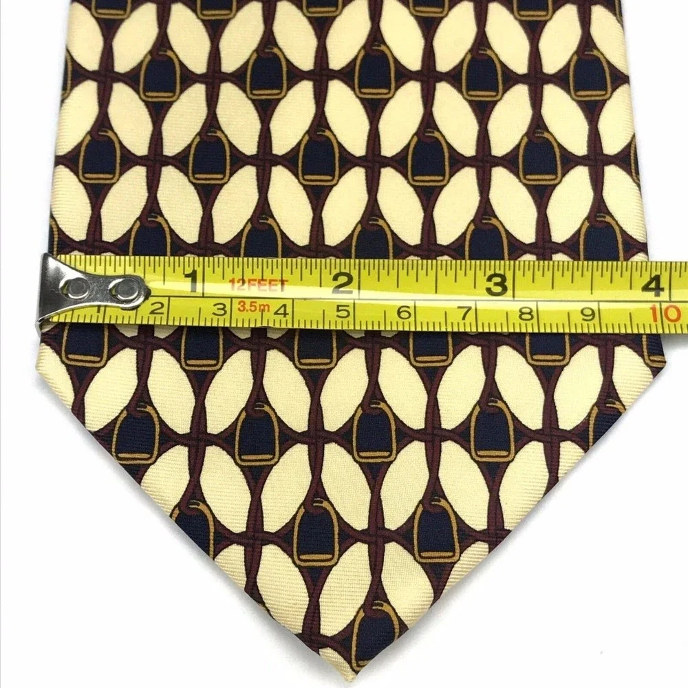 Read Desc. PAOLO GUCCI Designer Luxury Elegant Beige Red Navy Silk Necktie ITALY